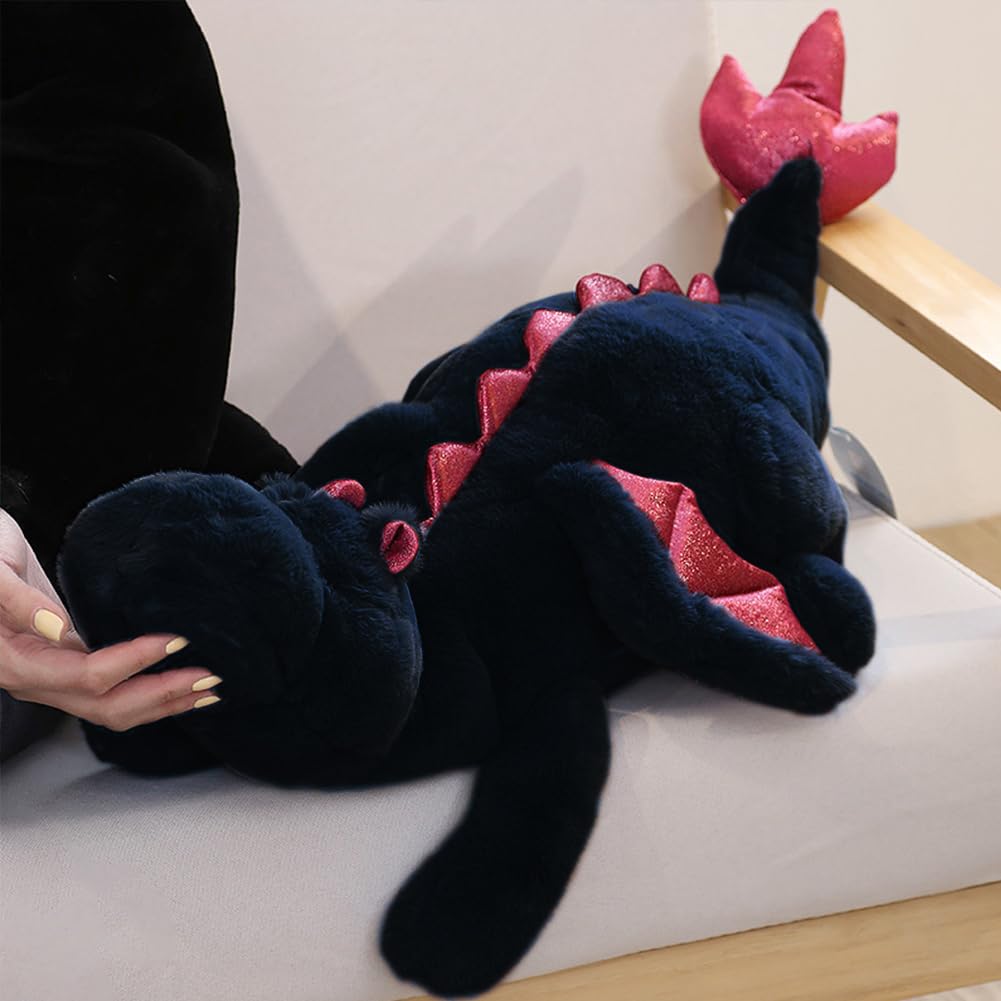 Little Weighted Dragon Stuffed Animal 27.6" 2Lbs, Small Black Weighted Plush Dragon Toy for Kids and Adults(2025 Weighted Version)