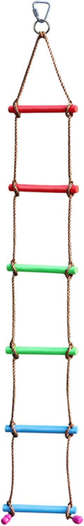 Rainbow Craft 6.6FT Climbing Rope Ninja Ladder for Kids - Kids Ninja Warrior Obstacle Course Accessories - Swing Rope Ladder