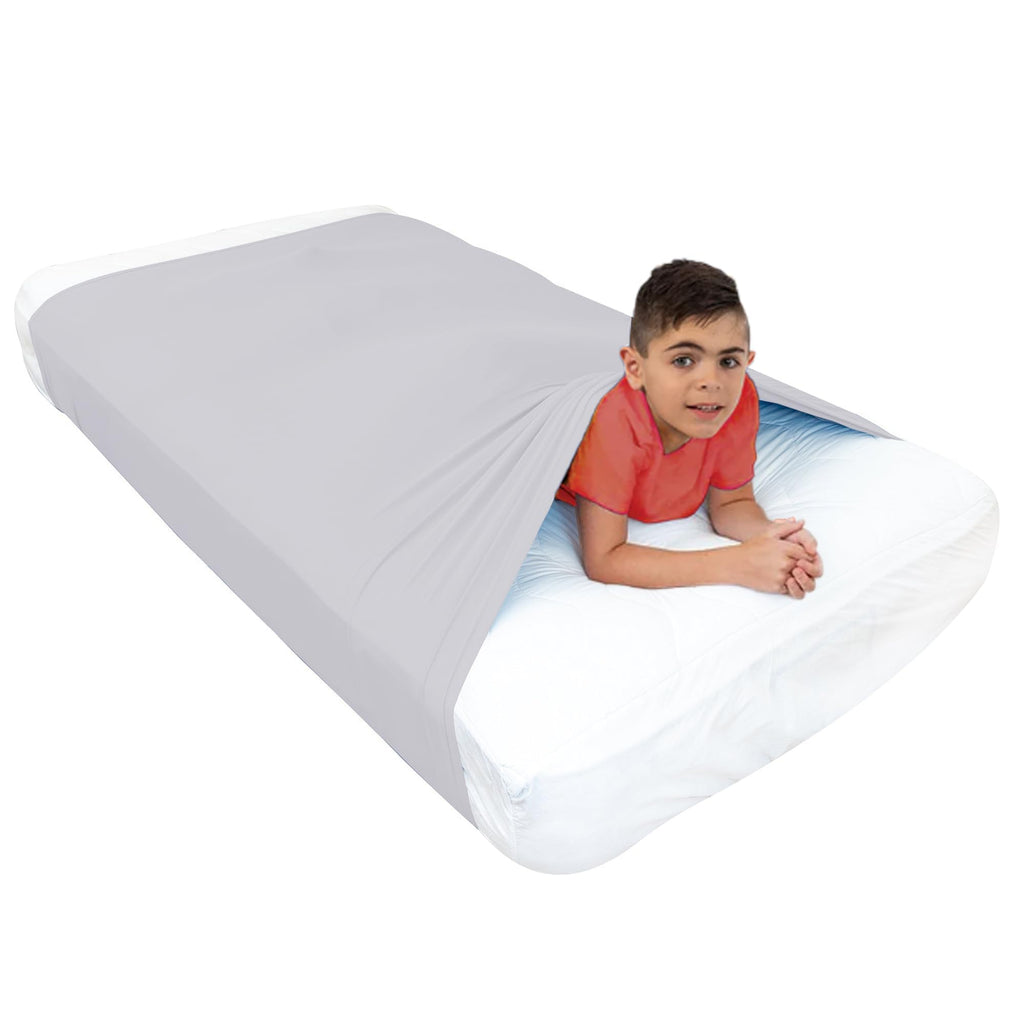 Sensory Bed Sheet for Deep Pressure Therapy – Spandex Bed Sheet – Sensory Compression Blanket for ADHD, Autism – Breathable & Hypoallergenic, Blue, Twin Size