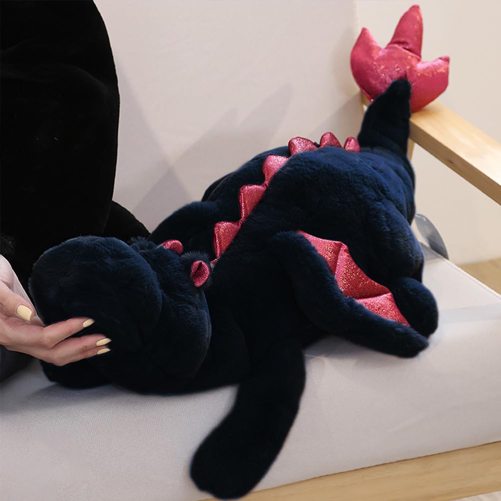 Little Weighted Dragon Stuffed Animal 27.6" 2Lbs, Small Black Weighted Plush Dragon Toy for Kids and Adults(2025 Weighted Version)