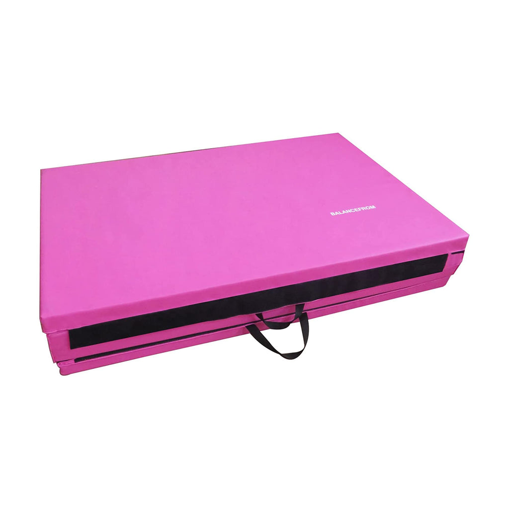 BalanceFrom 10x4 Feet 4-Panel Folding Gymnastics Mat – 2-Inch Thick Pad with Vinyl Surface and Carrying Handles for Tumbling, Yoga, Pilates, Home Workouts, and Martial Arts