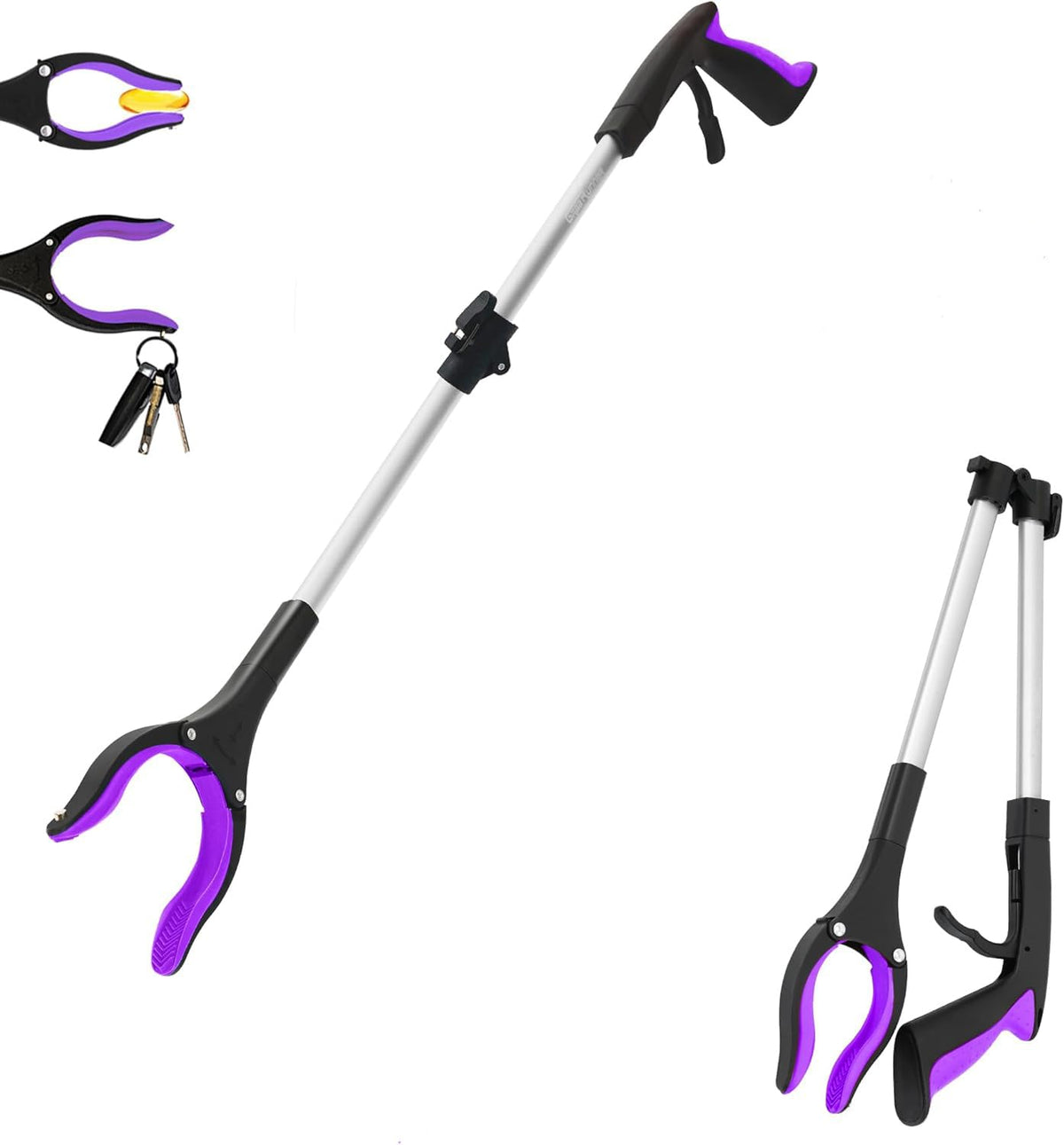 32 inch GrabRunner Heavy Duty(up to 10 lbs) Reacher Grabber Tool with Strong Magnetic (New Pink) 1 Pack