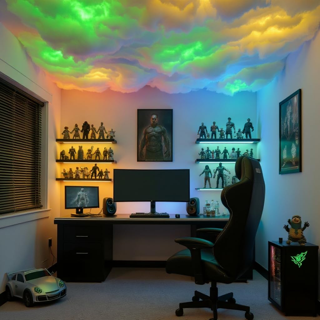 3D Cotton Thundercloud LED Light, DIY RGB+IC Chasing Ceiling Cloud LED Lights for Room Decor 17ft