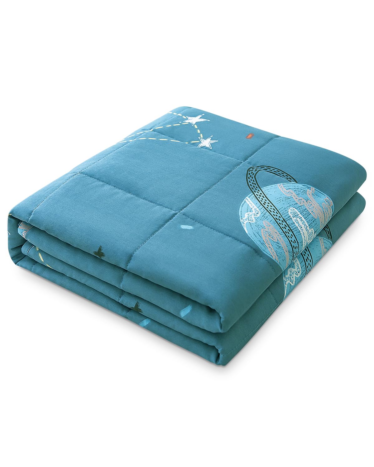 Sivio Weighted Blanket - All-Natural 100% Cotton Weighted Blanket 5 lbs 36 x 48 inches, Washable Breathable Heavy Blanket for Calm Sleeping for Home and School Nap, Blue Dinosaur