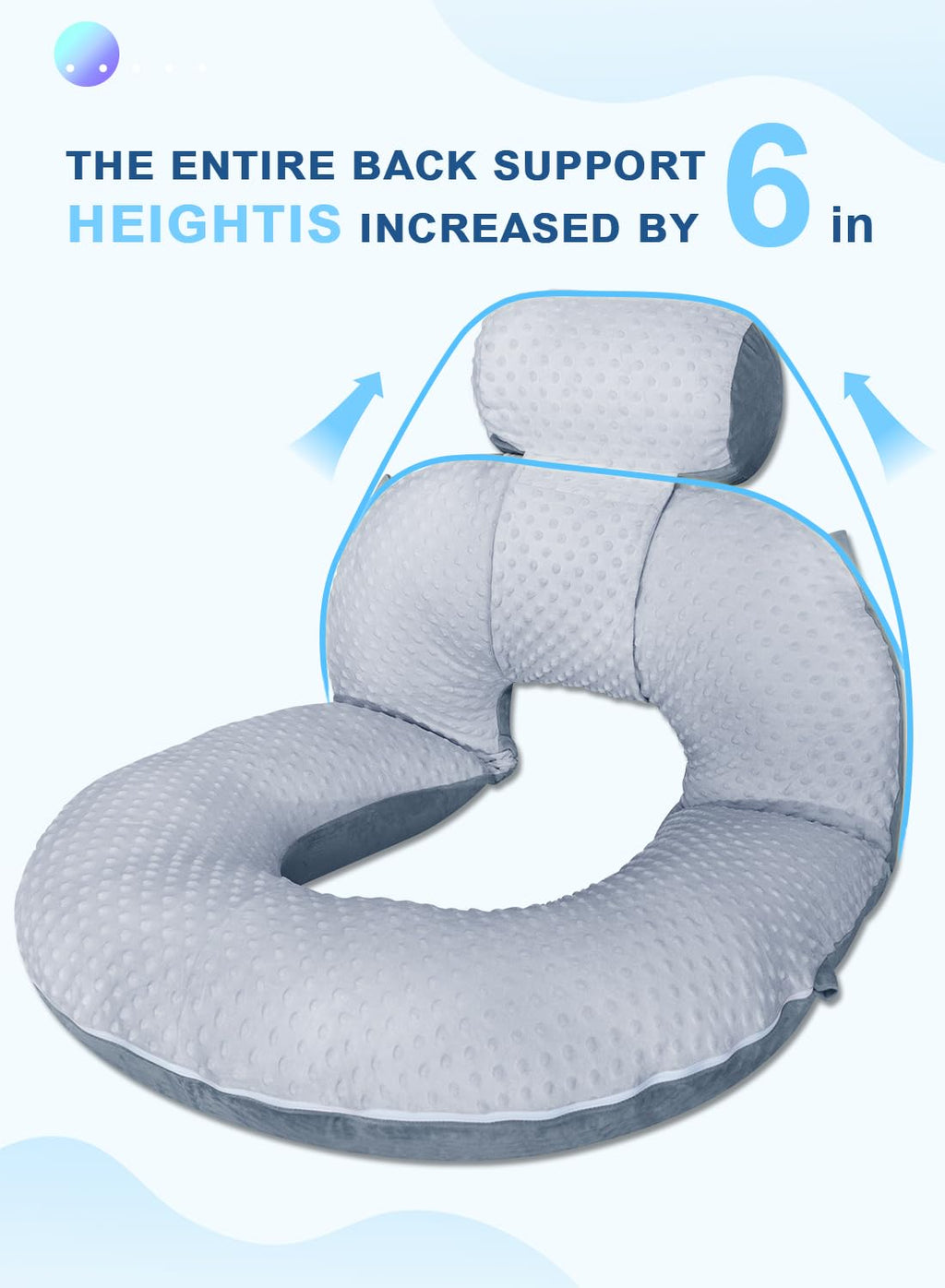 INSEN Reading Pillow, Back Pillow for Sitting in Bed for Reading, Nurse & Relax, Reading Pillow for Adults, Moms & Kids, Sit Up Pillow for Bed (Grey, 45in)