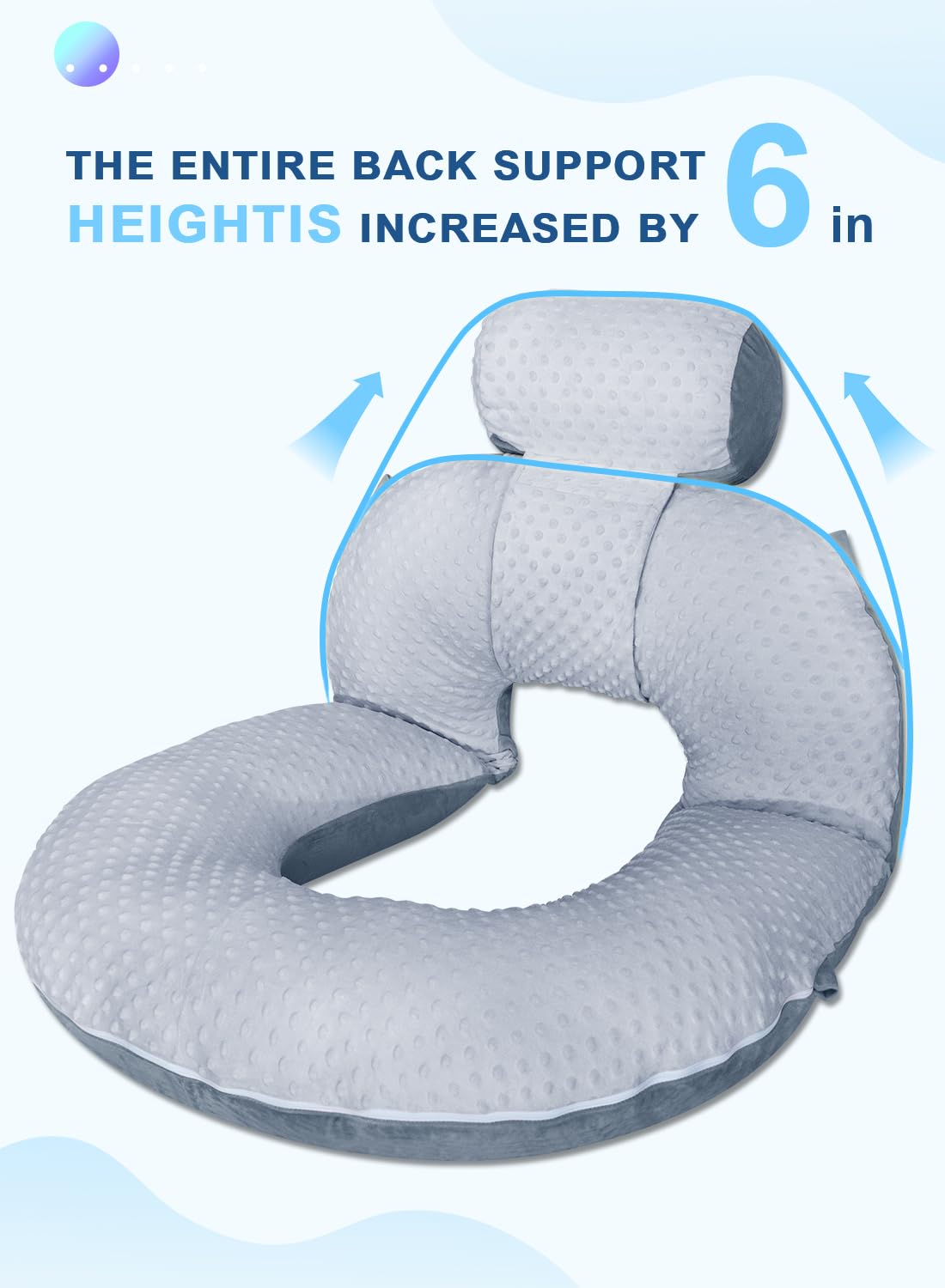 INSEN Reading Pillow, Back Pillow for Sitting in Bed for Reading, Nurse & Relax, Reading Pillow for Adults, Moms & Kids, Sit Up Pillow for Bed (Grey, 45in)