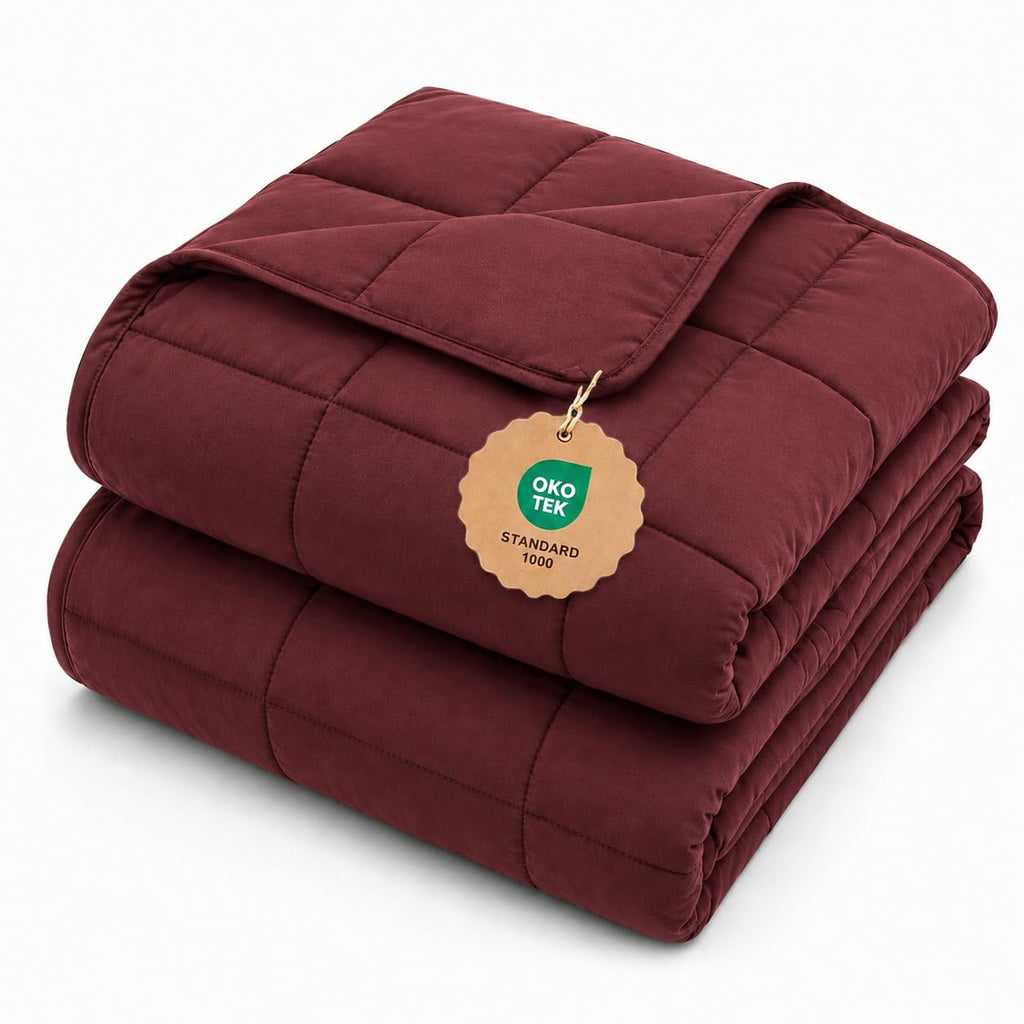 L'AGRATY Weighted Blanket for Adults 15lbs, 48"x72", Dark Grey Twin Full Size Heavy Throw Blanket, Cooling, Breathable, Microfiber with Glass Beads, Big, Washable, All-Season