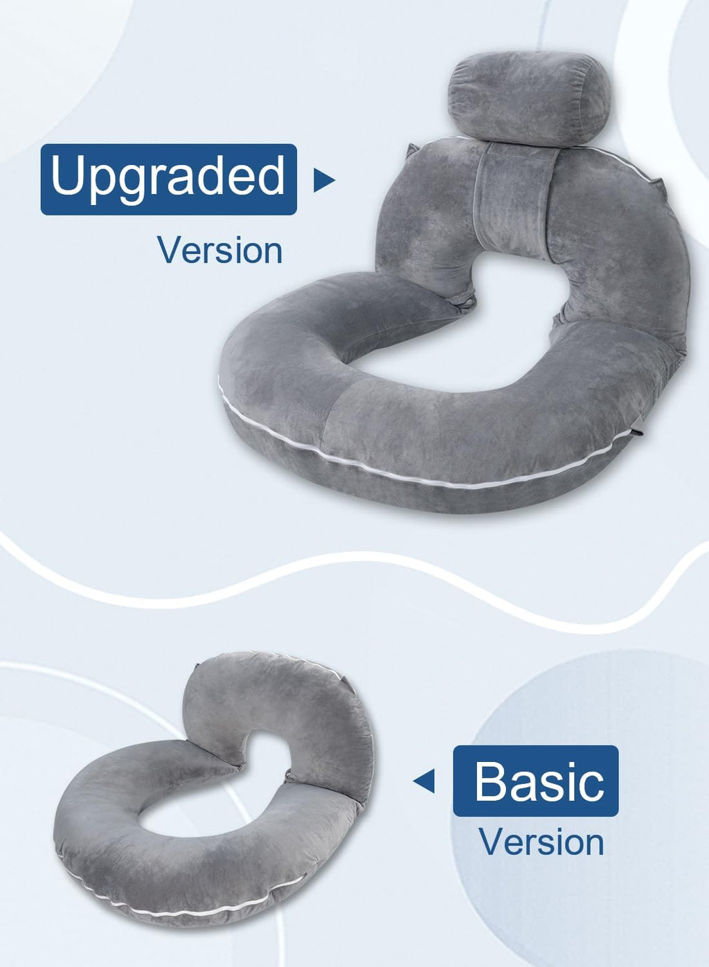 INSEN Reading Pillow, Back Pillow for Sitting in Bed for Reading, Nurse & Relax, Reading Pillow for Adults, Moms & Kids, Sit Up Pillow for Bed (Grey, 45in)