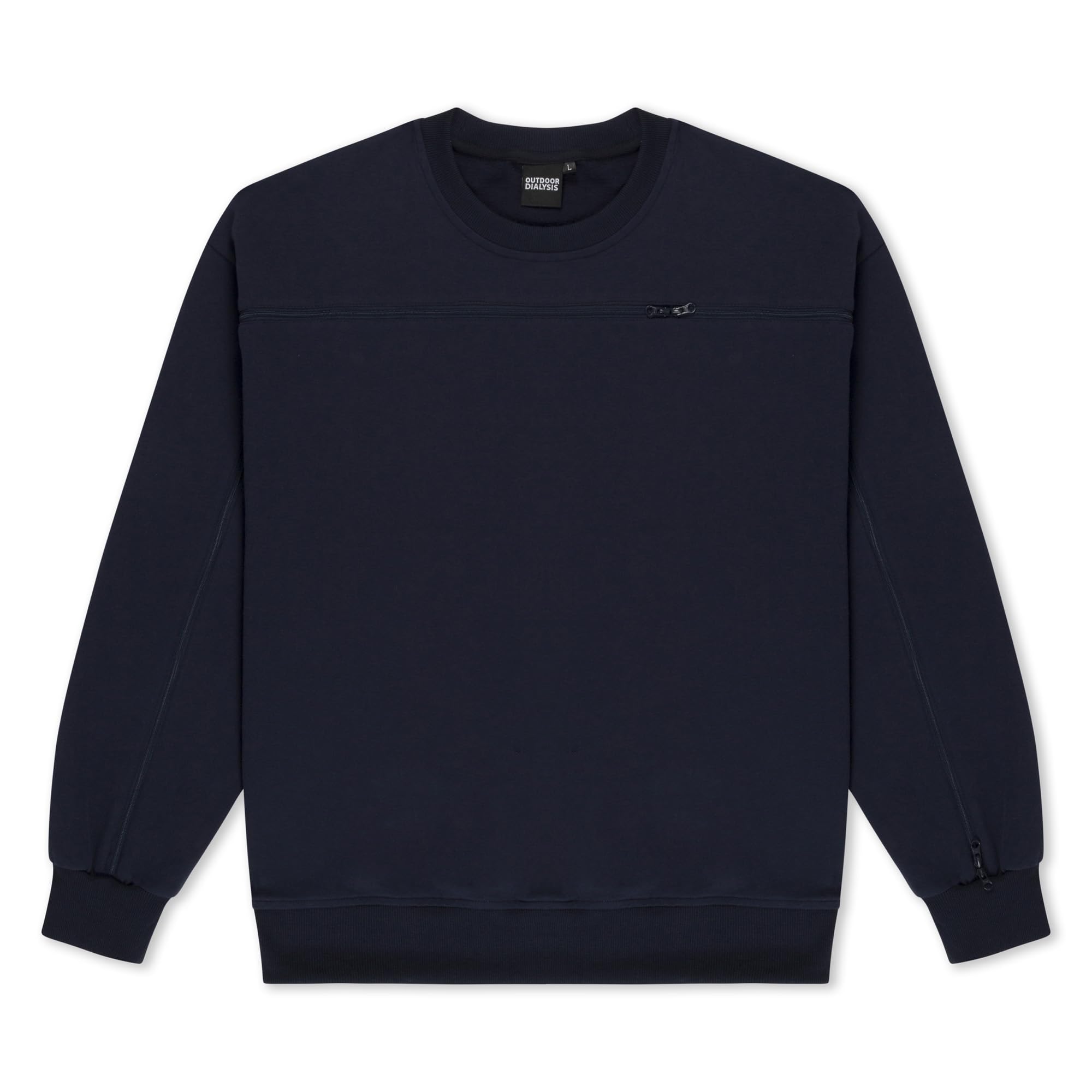 95% Cotton Crewneck with Full Arm & Chest Access | Dialysis, Chemo & IV Infusion Sweatshirt | Unisex Relaxed Fit