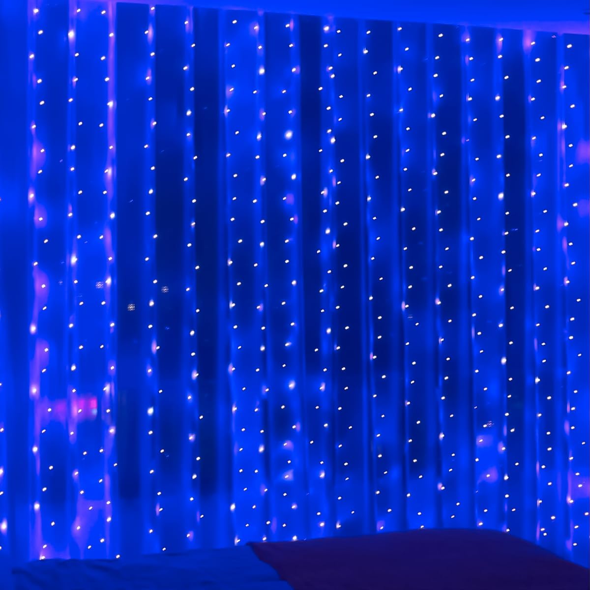 ZSJWL 300 LED Curtain Fairy Lights with Remote, 8 Modes 9.8 × 9.8 Ft Curtain String Light USB Plug in, Twinkle Silver Wire Lights for Bedroom Window Chrismas Wedding Party, Warm White