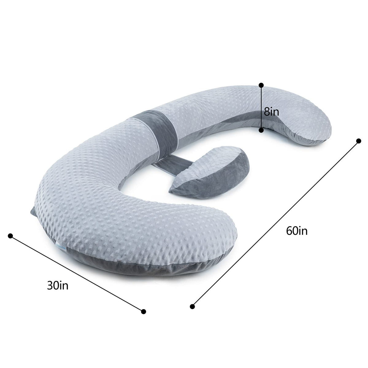 QUEEN ROSE Cooling Pregnancy Pillows, E Shaped Maternity Pillow for Sleeping, with Extra Wedge Pillow for Belly Support, 60 Inch Full Body Pillow, Pink