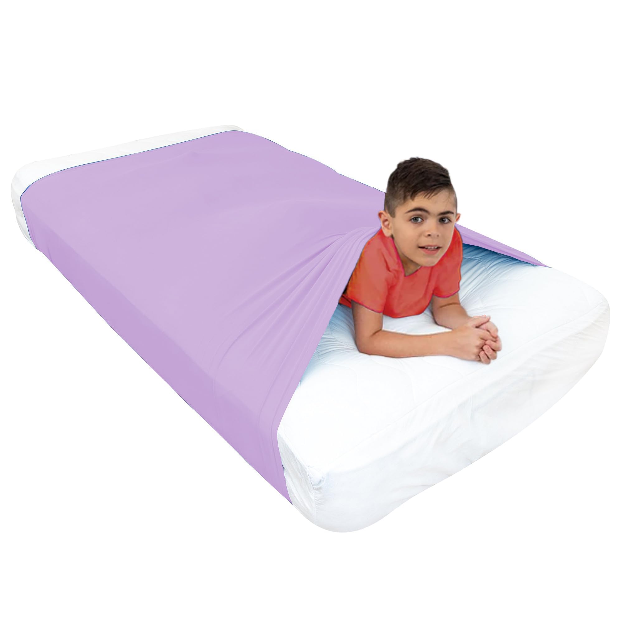 Sensory Bed Sheet for Deep Pressure Therapy – Spandex Bed Sheet – Sensory Compression Blanket for ADHD, Autism – Breathable & Hypoallergenic, Blue, Twin Size