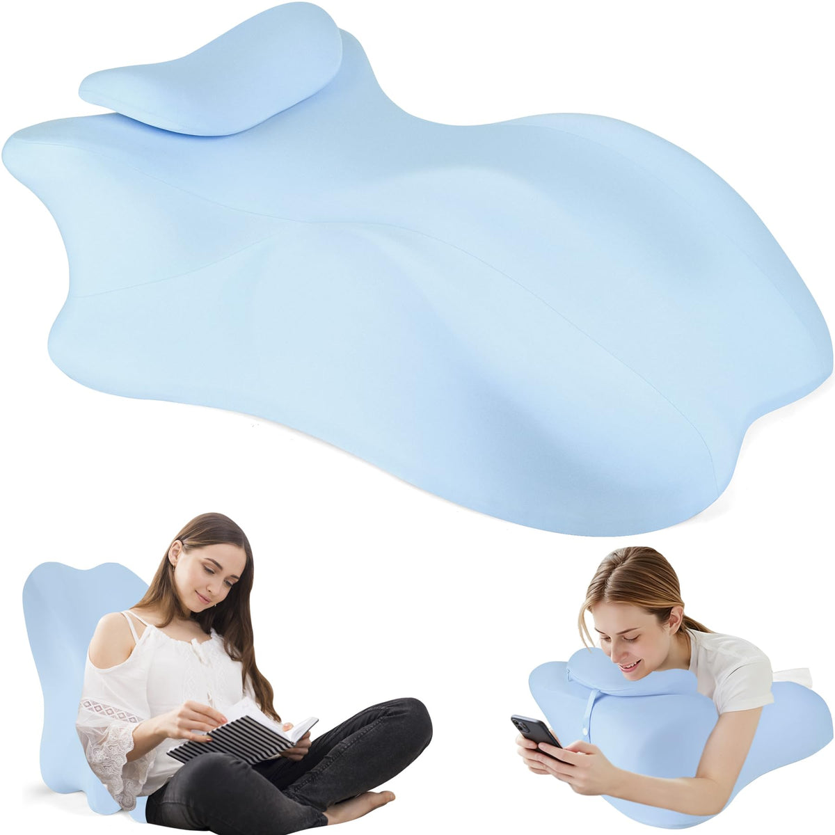 MYFAMIREA Memory Foam Ergonomic Wedge Pillow for Adults - Prone Pillow for Bed Sleeping, Reading, Memory Foam Ergonomic Cushion for Back Support, Sitting Up and Back Pain, with Removable Cover (Black)
