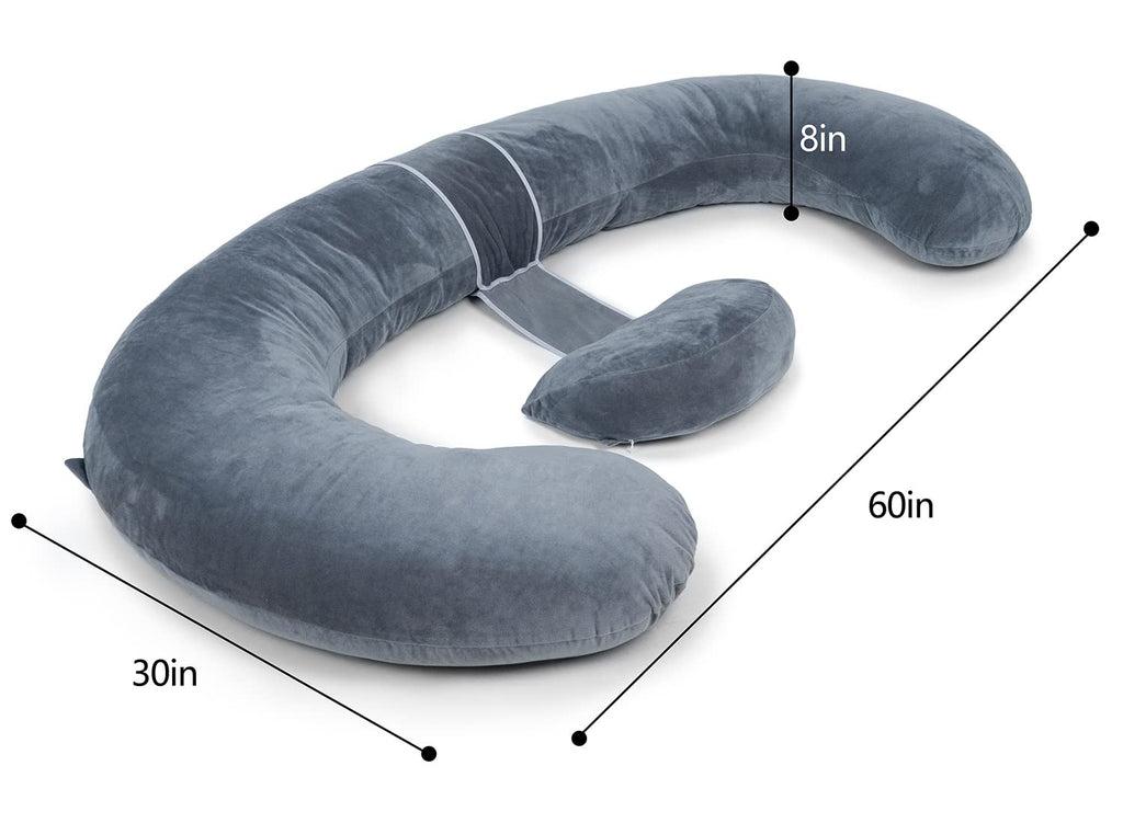 QUEEN ROSE Cooling Pregnancy Pillows, E Shaped Maternity Pillow for Sleeping, with Extra Wedge Pillow for Belly Support, 60 Inch Full Body Pillow, Pink