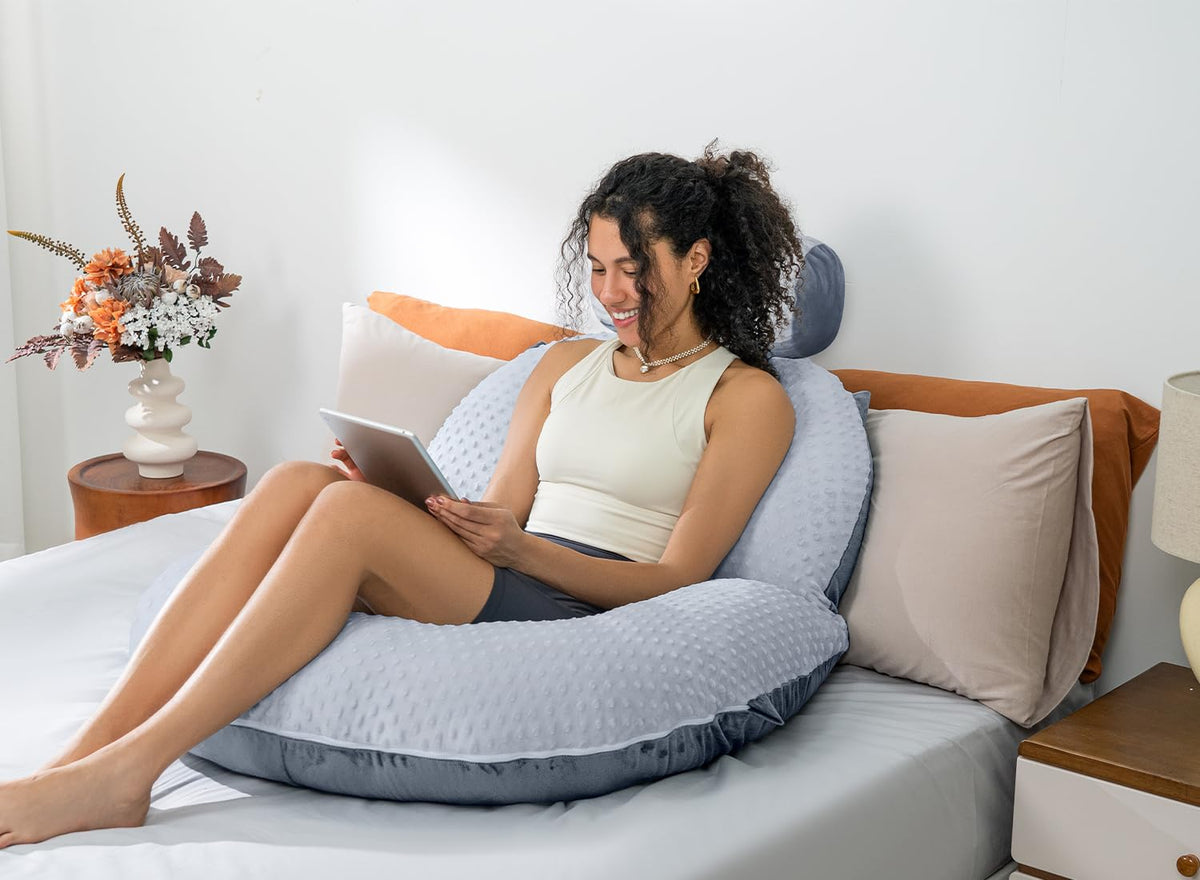 INSEN Reading Pillow, Back Pillow for Sitting in Bed for Reading, Nurse & Relax, Reading Pillow for Adults, Moms & Kids, Sit Up Pillow for Bed (Grey, 45in)