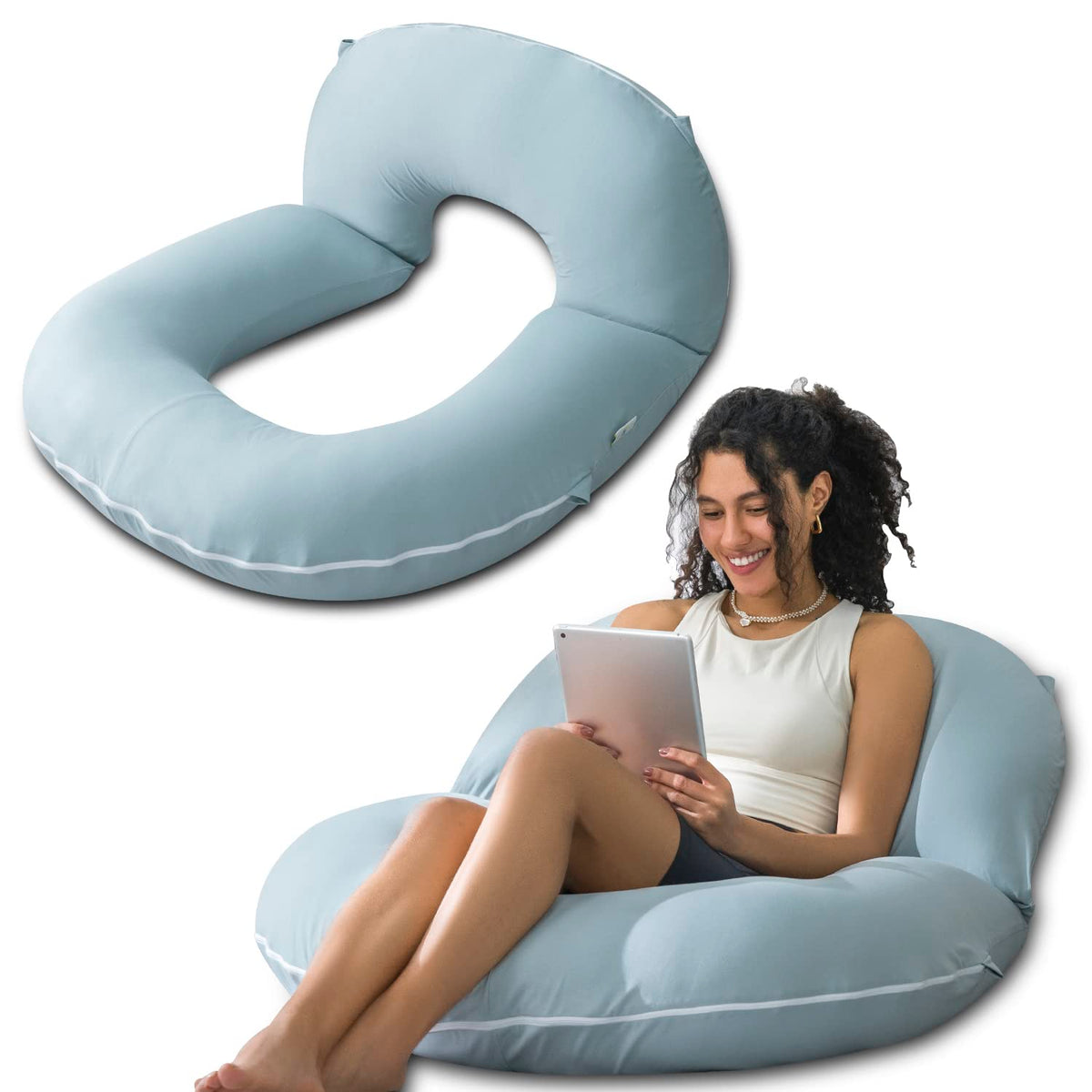 INSEN Reading Pillow, Back Pillow for Sitting in Bed for Reading, Nurse & Relax, Reading Pillow for Adults, Moms & Kids, Sit Up Pillow for Bed (Grey, 45in)