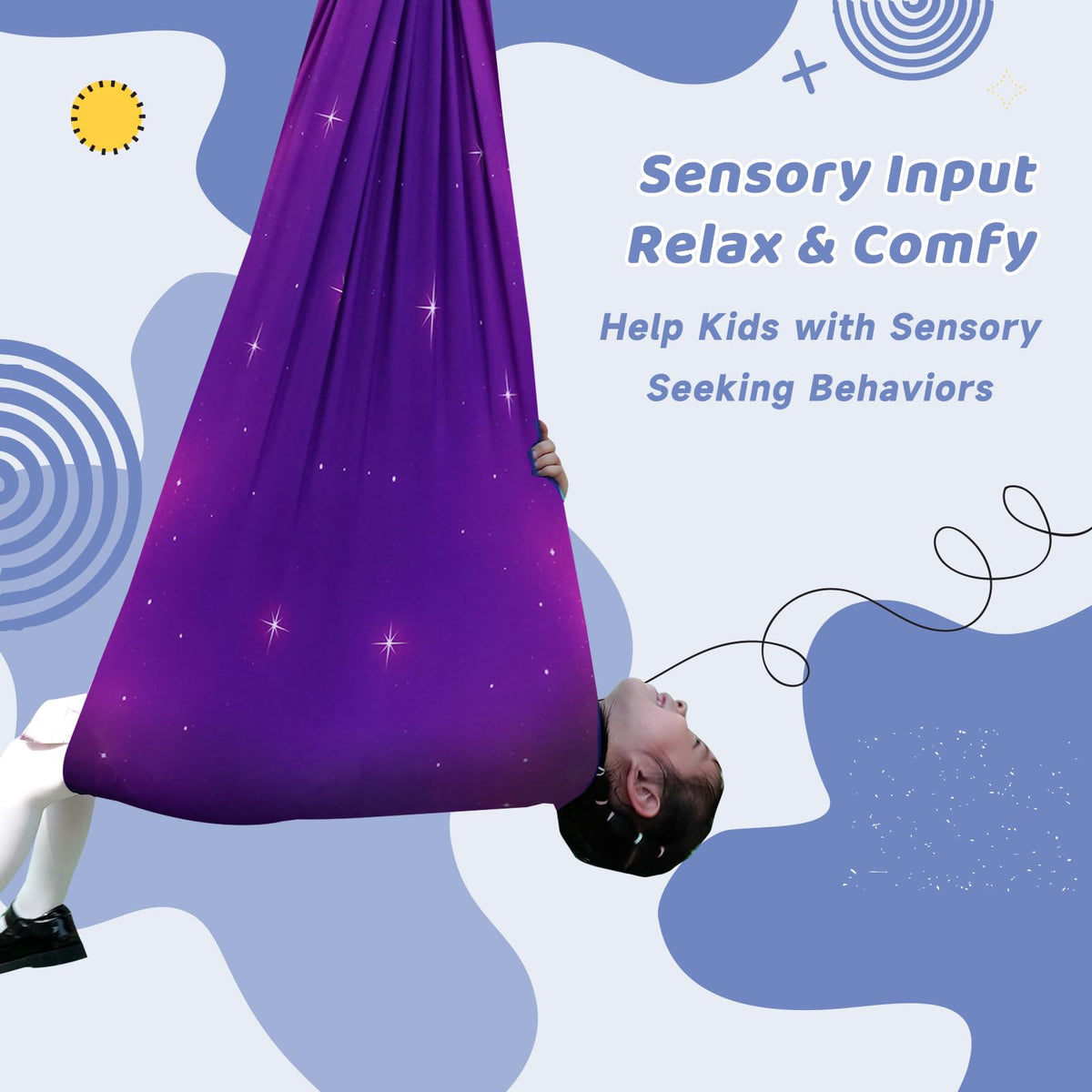 Aokitec Sensory Swing for Kids with Special Needs, Indoor Kids Swing Cuddle Hammock Chair Adjustable Aerial Swing for Children with Autism, ADHD, Asperger, Sensory Integration(Blue)