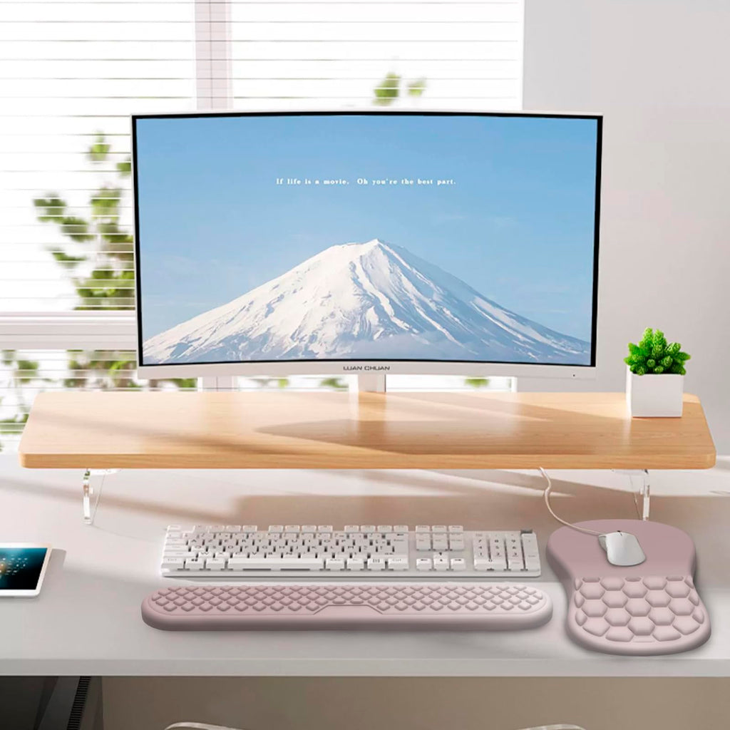 Ergonomic Mouse Pad with Wrist Support and Keyboard Wrist Rest Set | Memory Foam Wrist Cushion, Non-Slip PU Base, Massage Design, Relieves Wrist Pressure for Work, Gaming & Office Use
