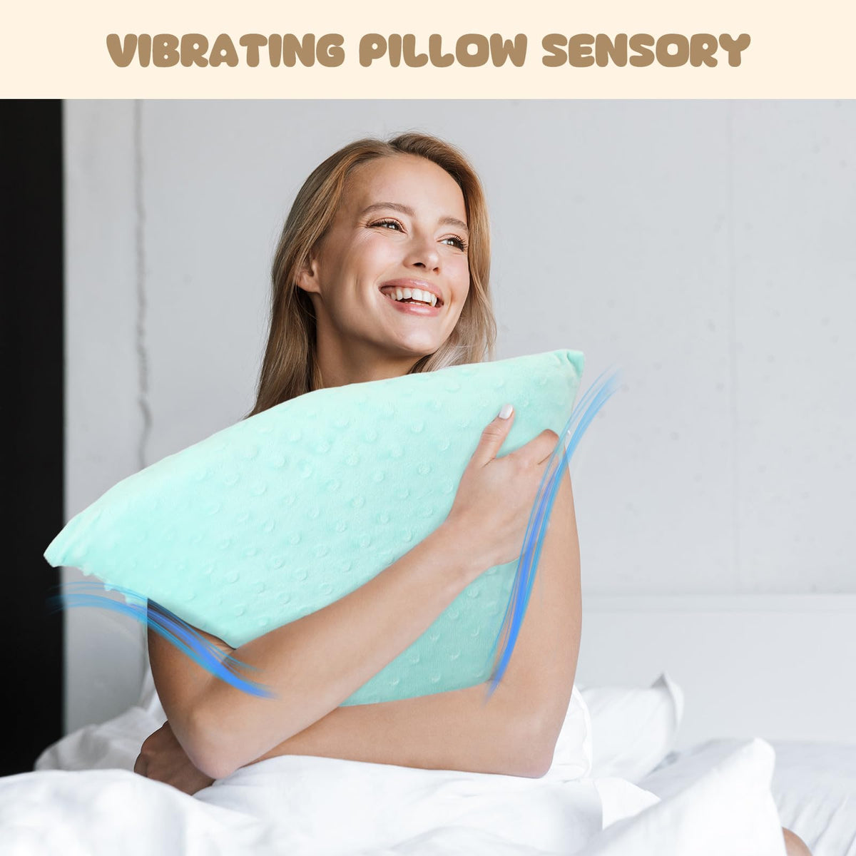 Kigley 2 Pack Vibrating Pillow Sensory Pillow for Kids Adults Pressure Activated 12 x 12 Massage with Textured Stimulation Bumps for Relieve Pain Stress Autistic Gifts for Home Travel(Violet, Teal)