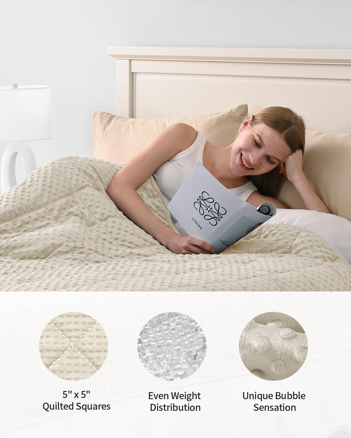 Mr. Sandman Weighted Blanket for Adults Queen Size 15 lbs, Soft Cooling Heavy Minky Blanket for Sleep, Washable Throw Blanket with Glass Beads, 60 x 80 Inches, Grey