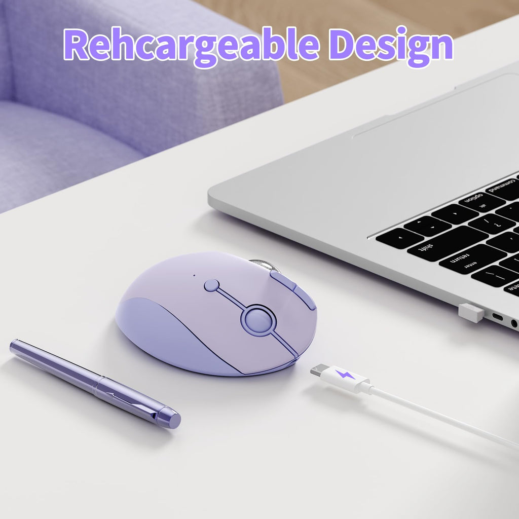 seenda Wireless Trackball Mouse, Ergonomic Bluetooth Rollerball Mouse Rechargeable, 3 Device Connection Optical Mice Adjustable DPI Thumb Control Mice Compatible for PC/Laptop/Windows/Mac - Pink