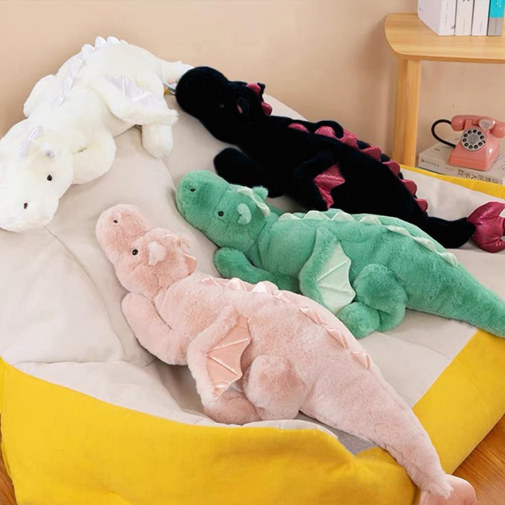 Little Weighted Dragon Stuffed Animal 27.6" 2Lbs, Small Black Weighted Plush Dragon Toy for Kids and Adults(2025 Weighted Version)