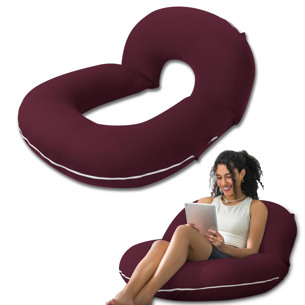 INSEN Reading Pillow, Back Pillow for Sitting in Bed for Reading, Nurse & Relax, Reading Pillow for Adults, Moms & Kids, Sit Up Pillow for Bed (Grey, 45in)