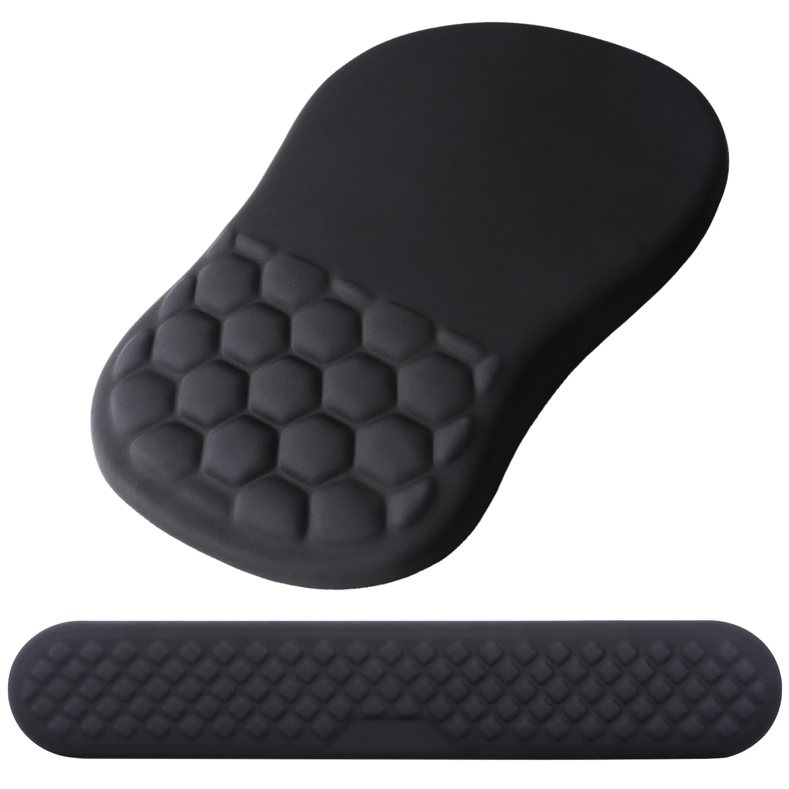 Ergonomic Mouse Pad with Wrist Support and Keyboard Wrist Rest Set | Memory Foam Wrist Cushion, Non-Slip PU Base, Massage Design, Relieves Wrist Pressure for Work, Gaming & Office Use