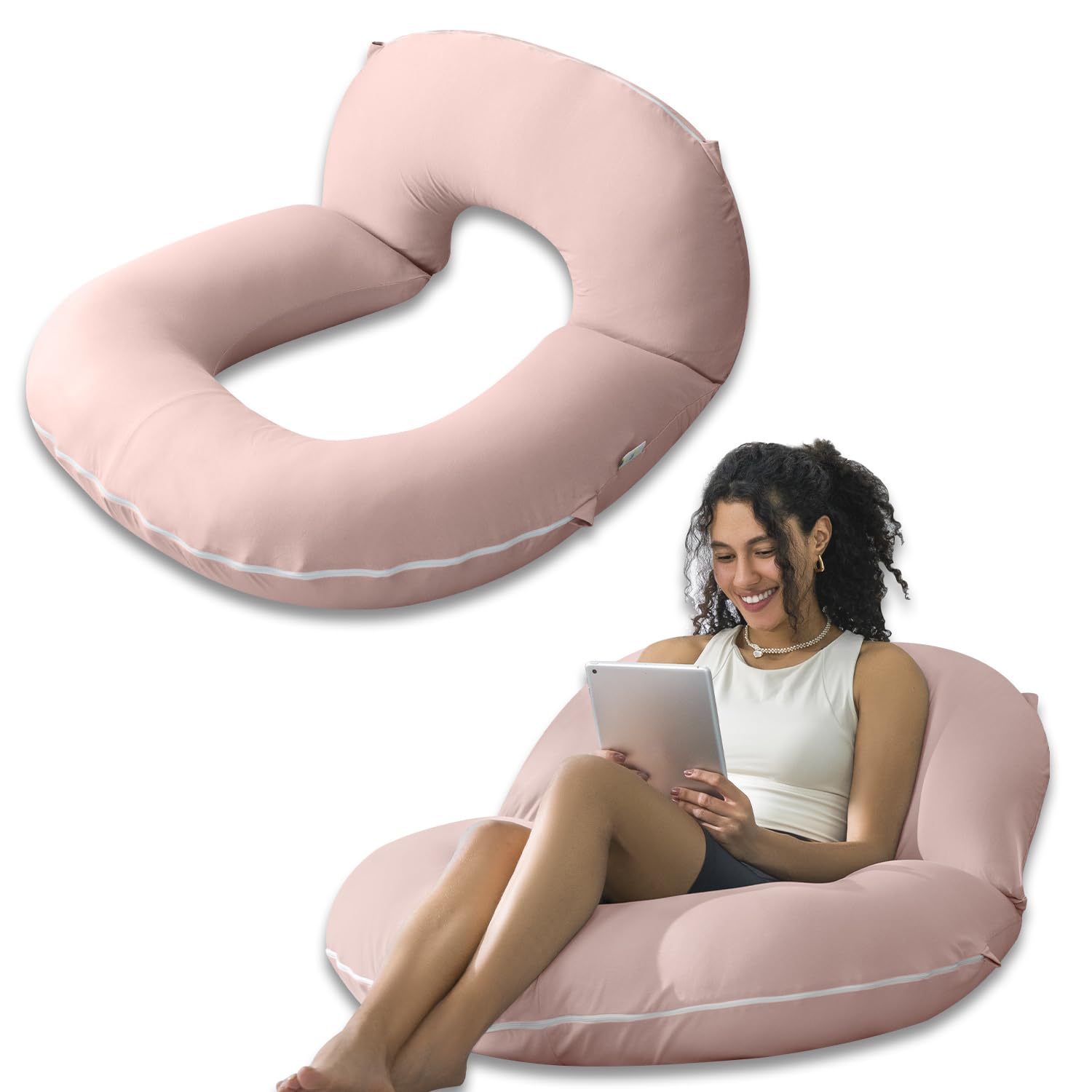 INSEN Reading Pillow, Back Pillow for Sitting in Bed for Reading, Nurse & Relax, Reading Pillow for Adults, Moms & Kids, Sit Up Pillow for Bed (Grey, 45in)