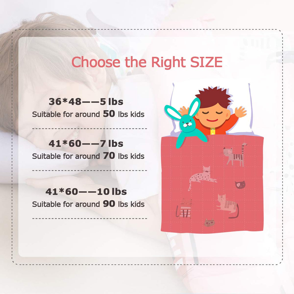 Sivio Weighted Blanket - All-Natural 100% Cotton Weighted Blanket 5 lbs 36 x 48 inches, Washable Breathable Heavy Blanket for Calm Sleeping for Home and School Nap, Blue Dinosaur