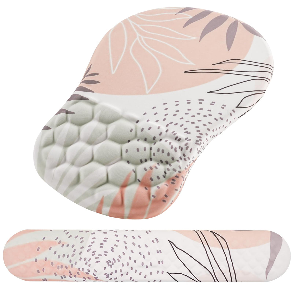 Ergonomic Mouse Pad with Wrist Support and Keyboard Wrist Rest Set | Memory Foam Wrist Cushion, Non-Slip PU Base, Massage Design, Relieves Wrist Pressure for Work, Gaming & Office Use
