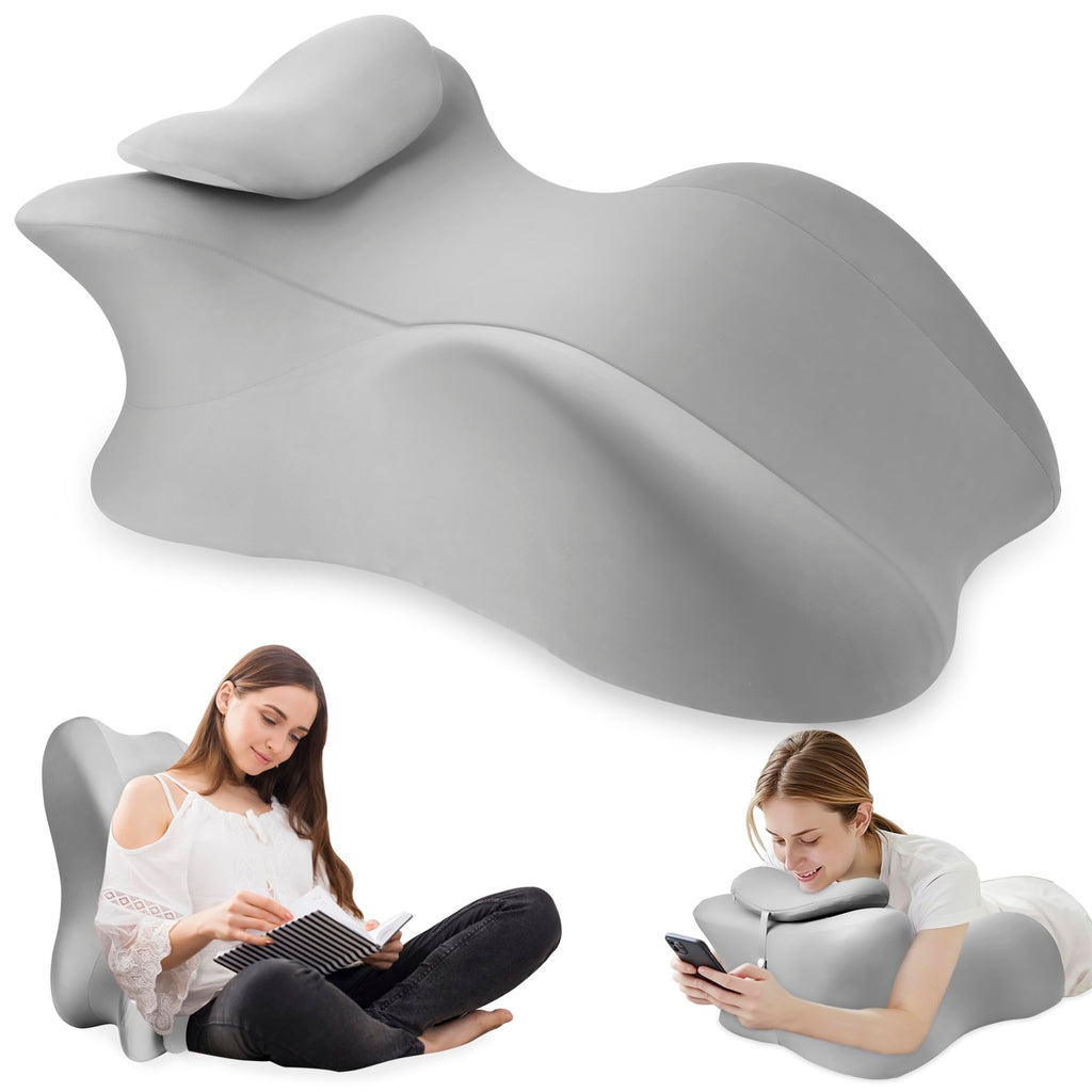 MYFAMIREA Memory Foam Ergonomic Wedge Pillow for Adults - Prone Pillow for Bed Sleeping, Reading, Memory Foam Ergonomic Cushion for Back Support, Sitting Up and Back Pain, with Removable Cover (Black)