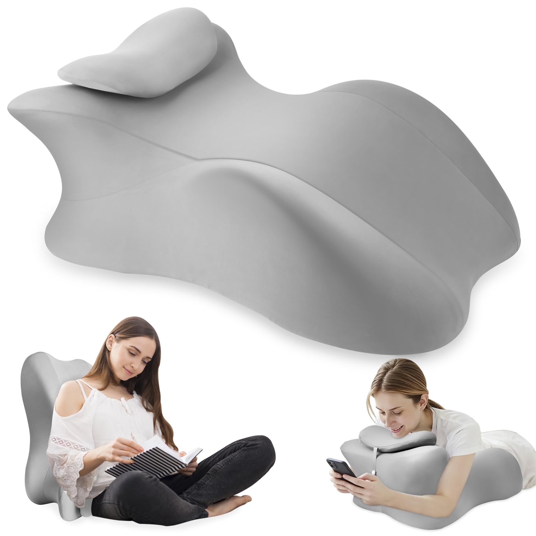 MYFAMIREA Memory Foam Ergonomic Wedge Pillow for Adults - Prone Pillow for Bed Sleeping, Reading, Memory Foam Ergonomic Cushion for Back Support, Sitting Up and Back Pain, with Removable Cover (Black)