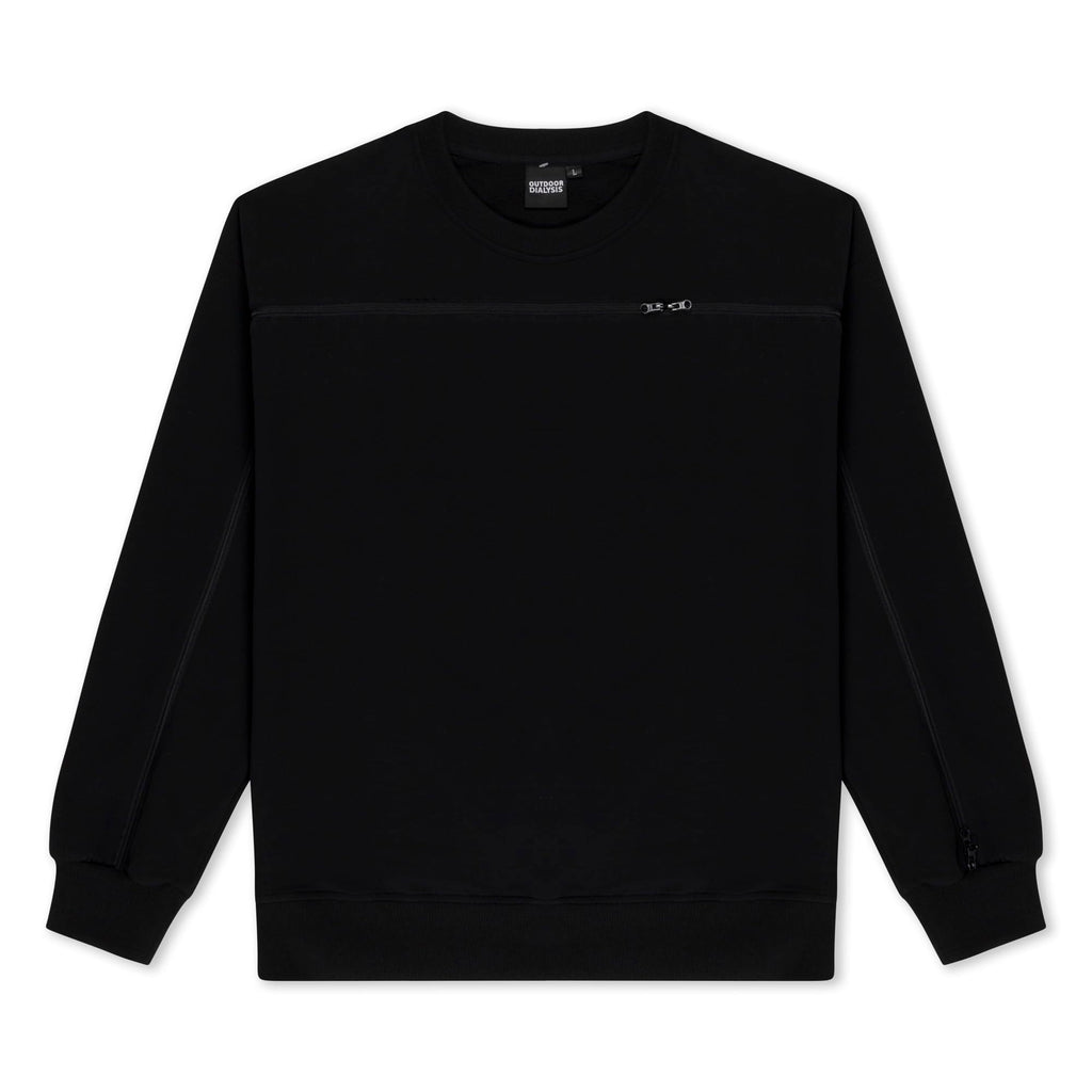 95% Cotton Crewneck with Full Arm & Chest Access | Dialysis, Chemo & IV Infusion Sweatshirt | Unisex Relaxed Fit