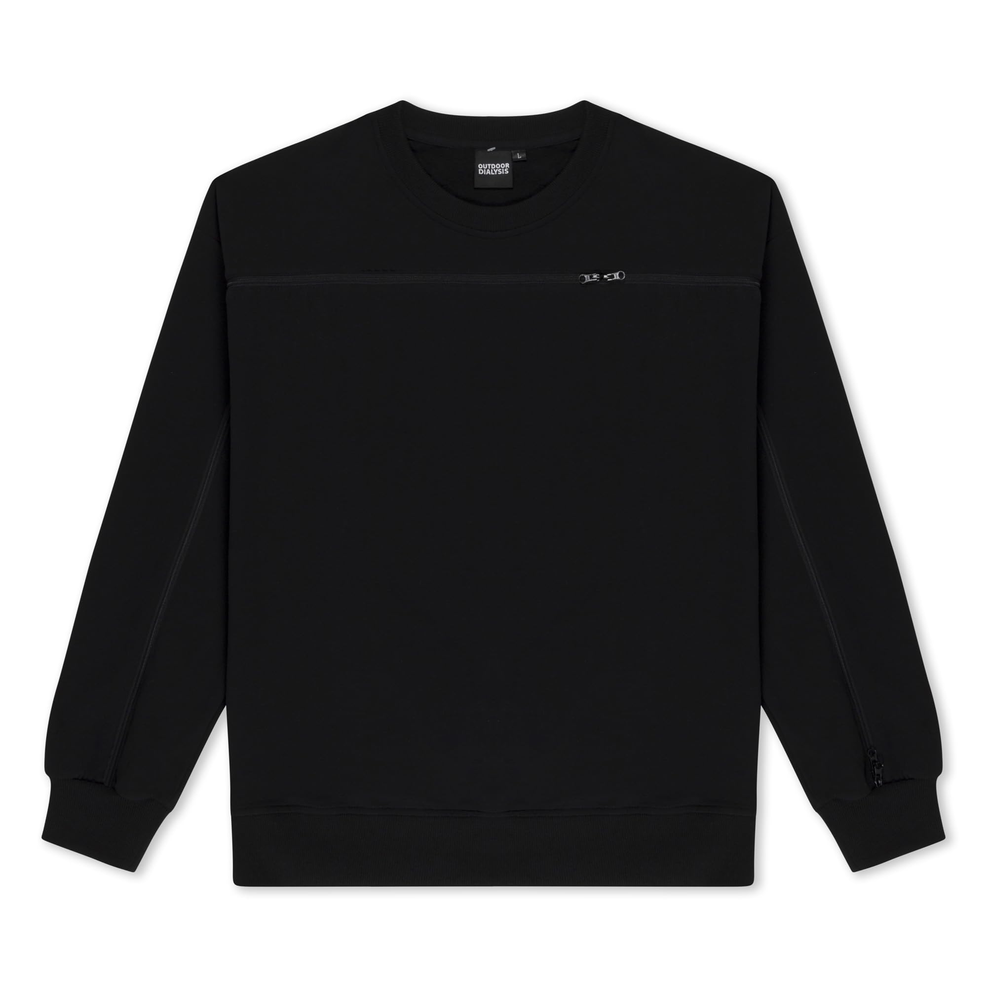 95% Cotton Crewneck with Full Arm & Chest Access | Dialysis, Chemo & IV Infusion Sweatshirt | Unisex Relaxed Fit