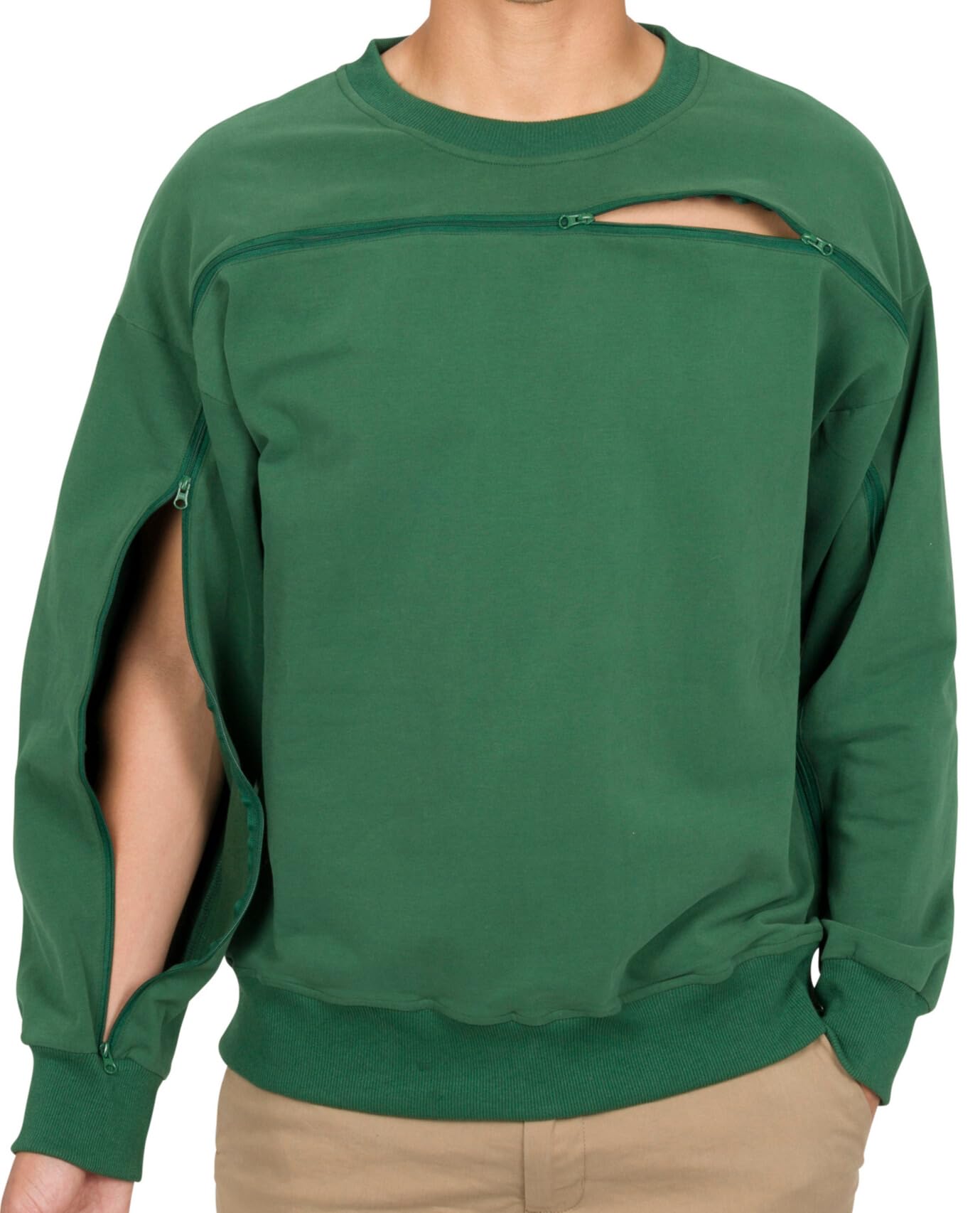 95% Cotton Crewneck with Full Arm & Chest Access | Dialysis, Chemo & IV Infusion Sweatshirt | Unisex Relaxed Fit