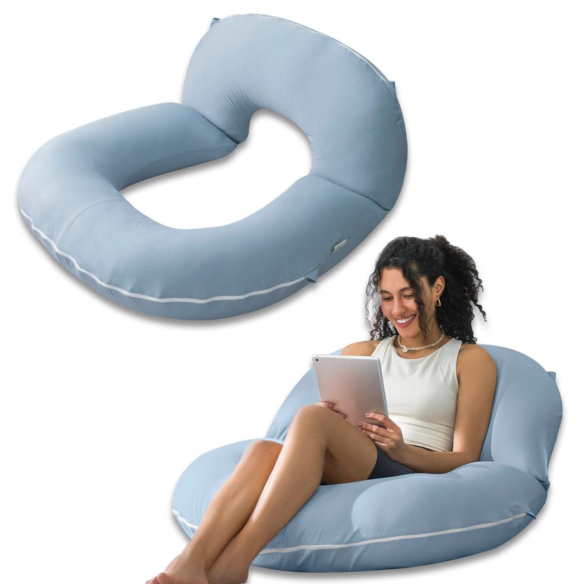 INSEN Reading Pillow, Back Pillow for Sitting in Bed for Reading, Nurse & Relax, Reading Pillow for Adults, Moms & Kids, Sit Up Pillow for Bed (Grey, 45in)