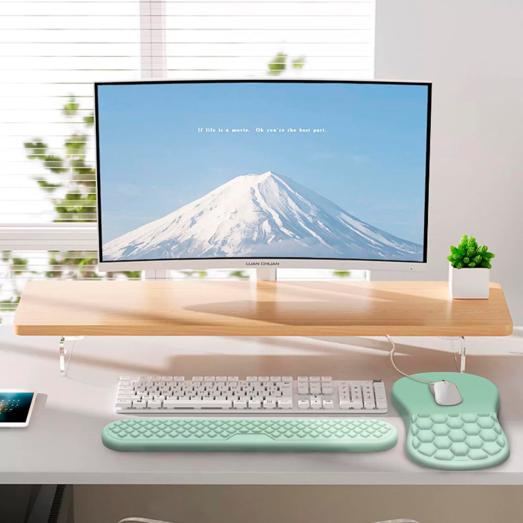Ergonomic Mouse Pad with Wrist Support and Keyboard Wrist Rest Set | Memory Foam Wrist Cushion, Non-Slip PU Base, Massage Design, Relieves Wrist Pressure for Work, Gaming & Office Use