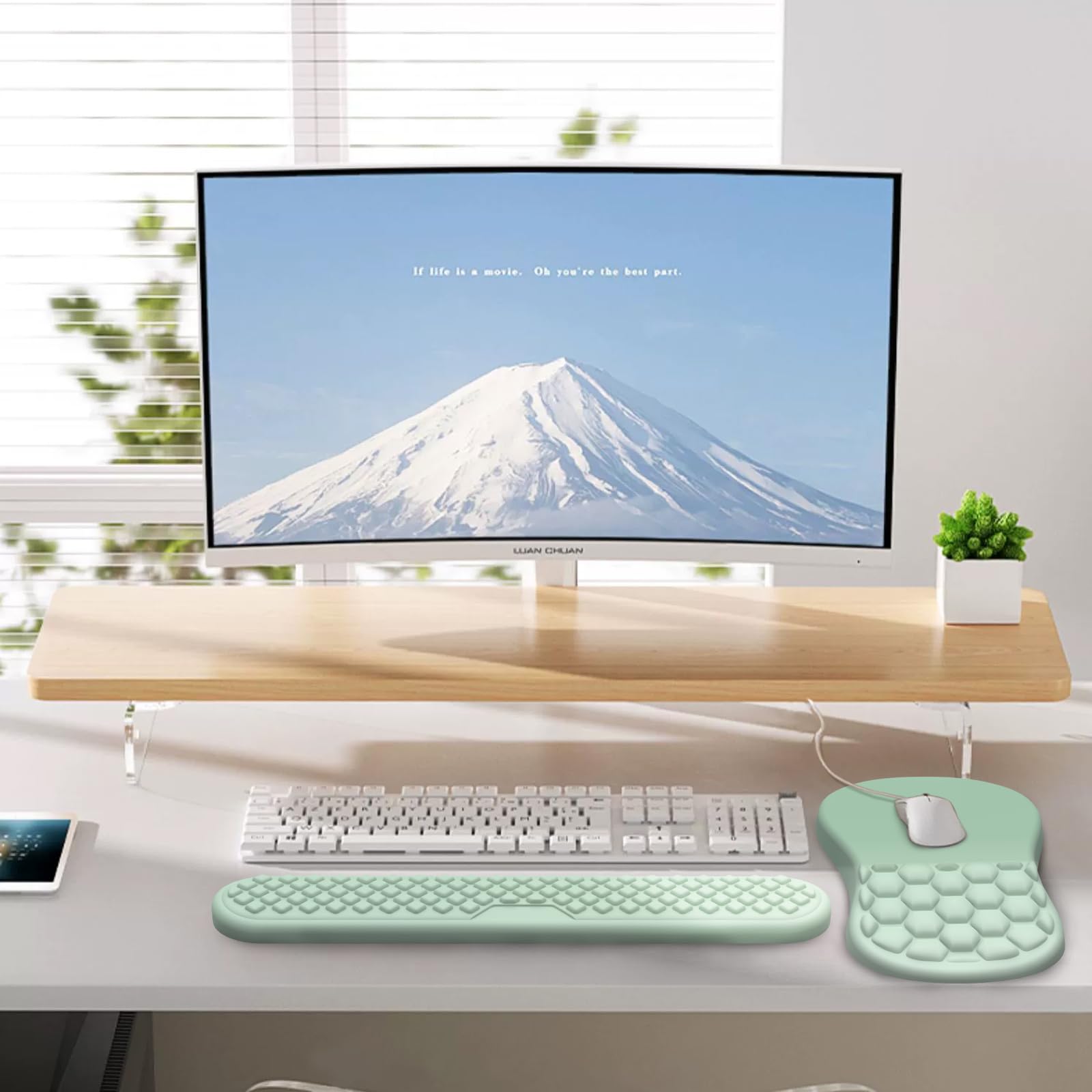 Ergonomic Mouse Pad with Wrist Support and Keyboard Wrist Rest Set | Memory Foam Wrist Cushion, Non-Slip PU Base, Massage Design, Relieves Wrist Pressure for Work, Gaming & Office Use