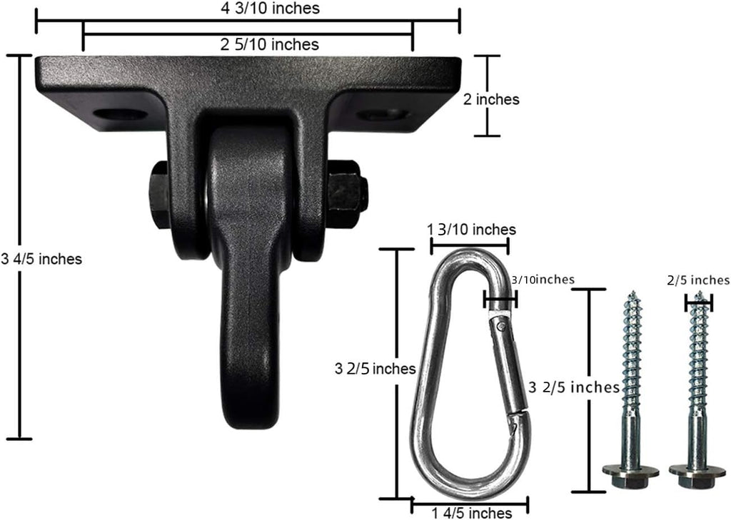 ABUSA Heavy Duty Black Swing Hangers Screws Bolts Included Over 5000 lb Capacity Playground Porch Yoga Seat Trapeze Wooden Sets Indoor Outdoor 2 Pack