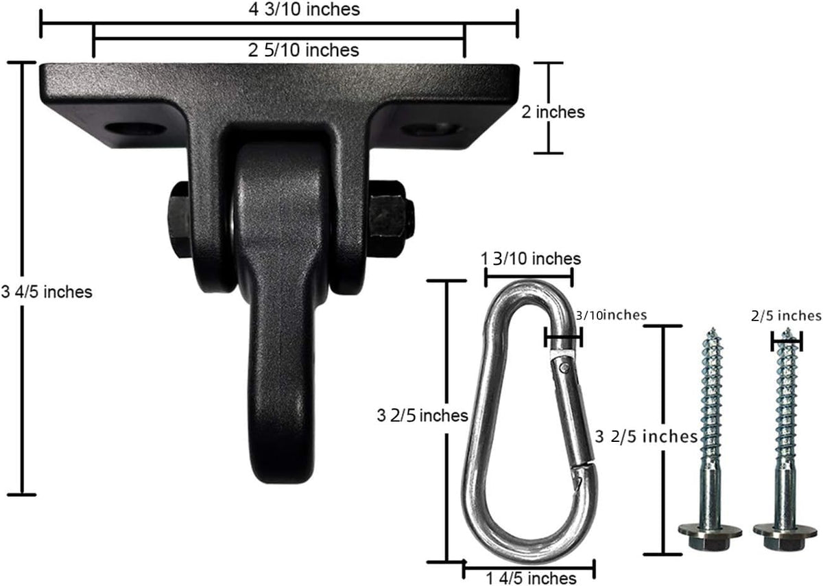 ABUSA Heavy Duty Black Swing Hangers Screws Bolts Included Over 5000 lb Capacity Playground Porch Yoga Seat Trapeze Wooden Sets Indoor Outdoor 2 Pack