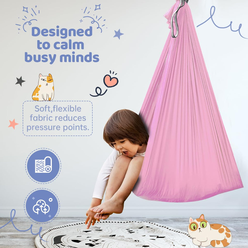 Aokitec Sensory Swing for Kids with Special Needs, Indoor Kids Swing Cuddle Hammock Chair Adjustable Aerial Swing for Children with Autism, ADHD, Asperger, Sensory Integration(Blue)