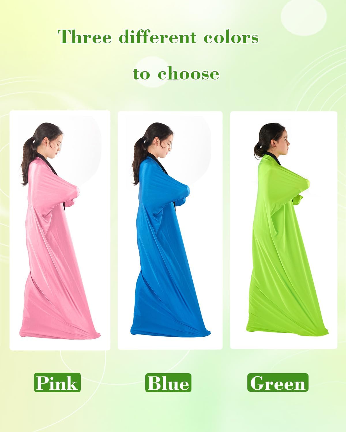 Sensory Sox Body Socks - Full-Body Wrap to Relieve Stress for Individuals with Autism, Anxiety - Deep Pressure Simulation Body Blanket Great for Dynamic Movement (Large 56"x27",Green)