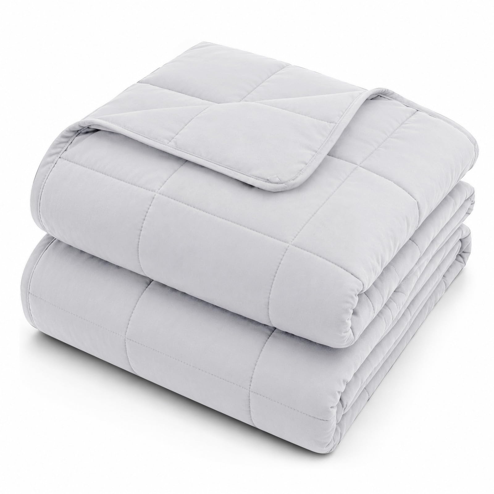 L'AGRATY Weighted Blanket for Adults 15lbs, 48"x72", Dark Grey Twin Full Size Heavy Throw Blanket, Cooling, Breathable, Microfiber with Glass Beads, Big, Washable, All-Season