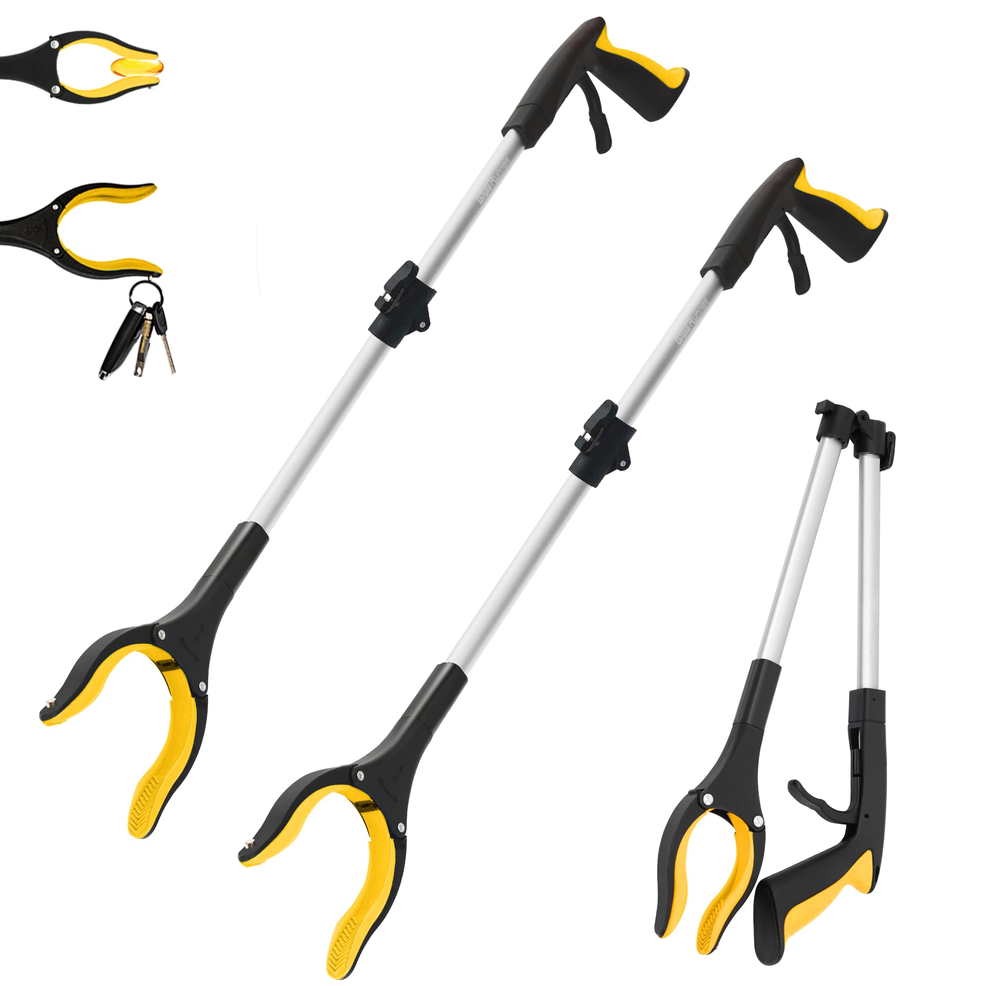 32 inch GrabRunner Heavy Duty(up to 10 lbs) Reacher Grabber Tool with Strong Magnetic (New Pink) 1 Pack
