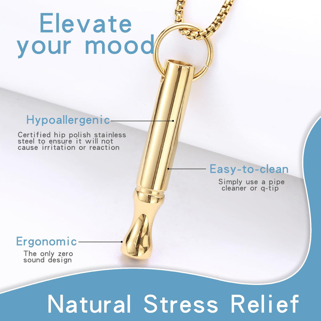 Mindfulness Breathing Necklace Stress Relief Pendant | Stainless Steel, Anxiety Breathe, Stop Smoking Necklace for Women Men