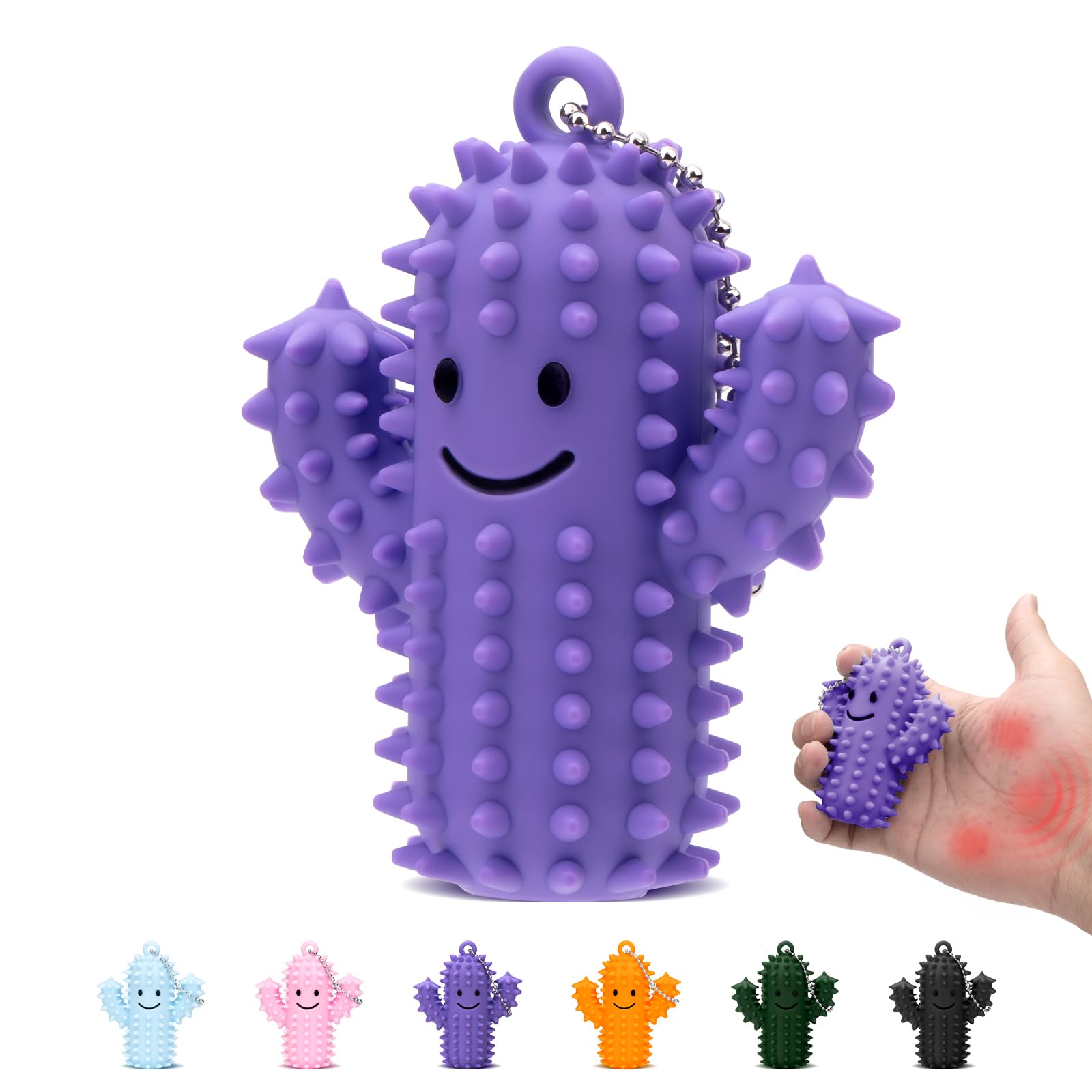 2Pcs Little Ouchies Pain Fidget, Silicone Cactus Pain Stim Fidget Toy for Adults, Little Ouchies Grippie Spiky Stim Tool Keychain for Hard Spiky Sensory Toys Anxiety Relief Fun Gifts, Black
