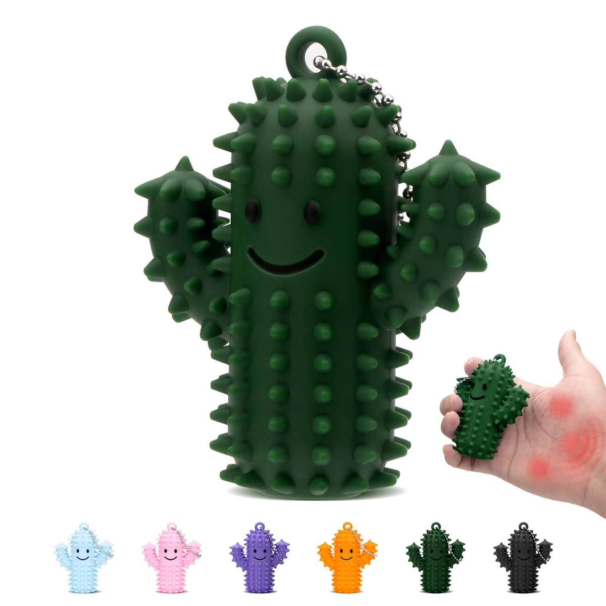 2Pcs Little Ouchies Pain Fidget, Silicone Cactus Pain Stim Fidget Toy for Adults, Little Ouchies Grippie Spiky Stim Tool Keychain for Hard Spiky Sensory Toys Anxiety Relief Fun Gifts, Black