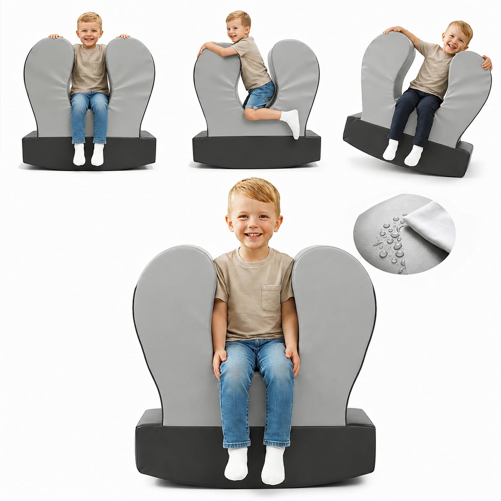 Sensory Chair for Kids, Squeeze & Rock, PU, Emotional Regulation & Focus | Calming Compression Rocker for Autism ADHD, Supportive High-Density Foam, Fit for Reading Corner, Playroom, Therapy Room