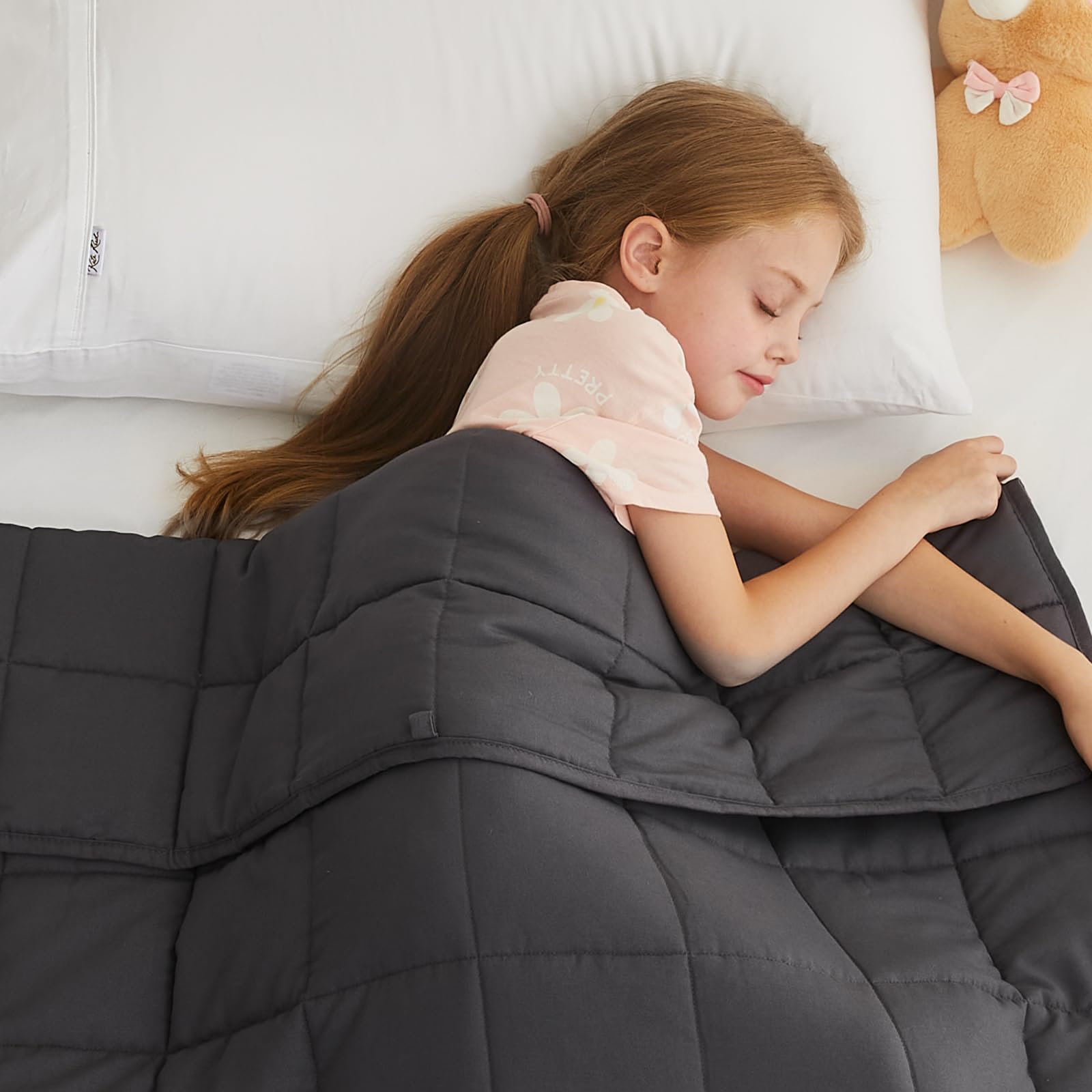 L'AGRATY Weighted Blanket for Adults 15lbs, 48"x72", Dark Grey Twin Full Size Heavy Throw Blanket, Cooling, Breathable, Microfiber with Glass Beads, Big, Washable, All-Season